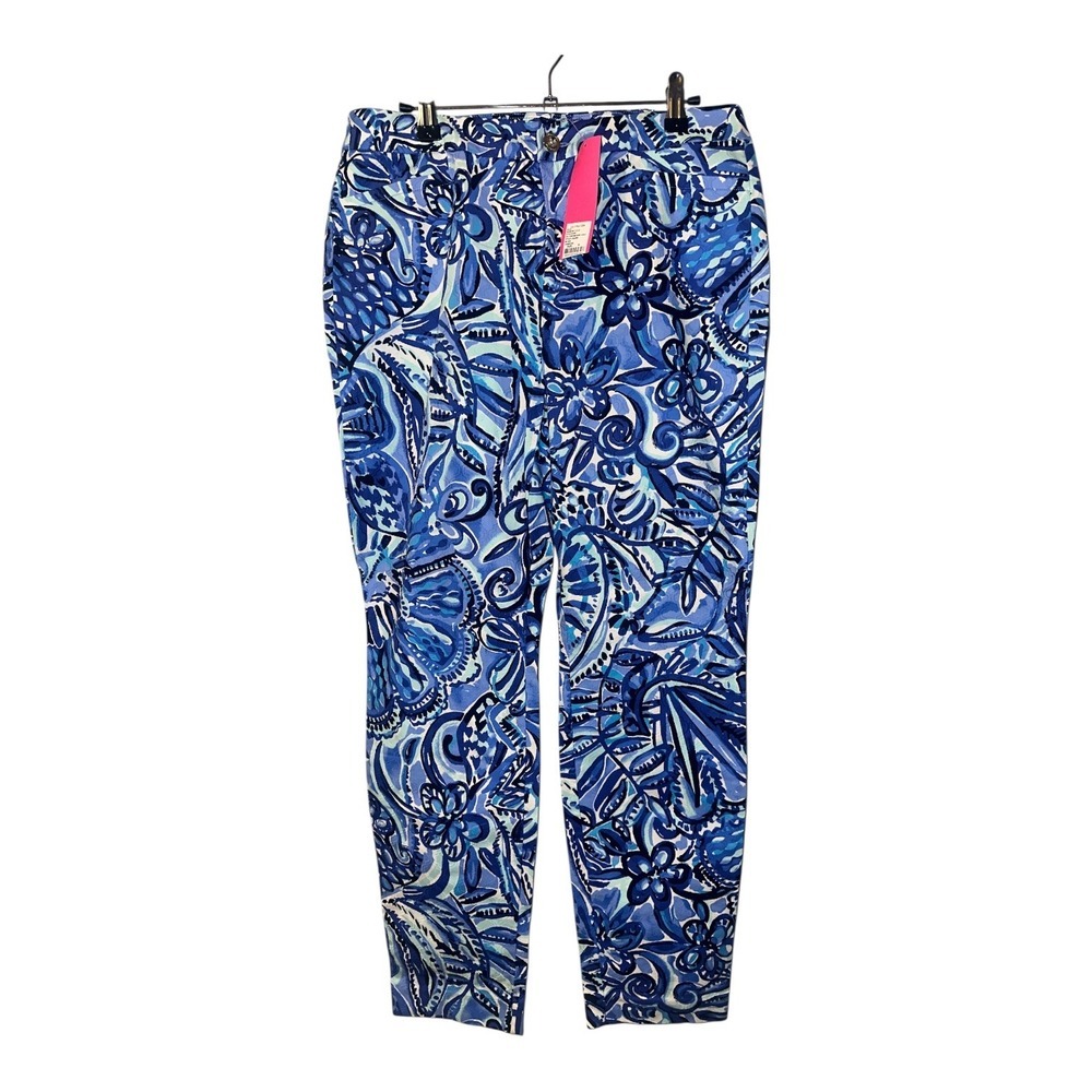 Lilly Pulitizer Zanzibar Blue Kelly High Rise Ankle Pant, Size 10‎ - Picture 2 of 10